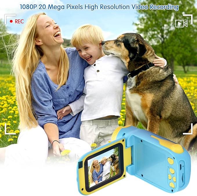 Kids 20 Mega Pixels Mini Digital Camera for Boys Girls, 1080P High Resolution Children Video Camcorder with 2.4" Display Screen, for Kids (Blue)