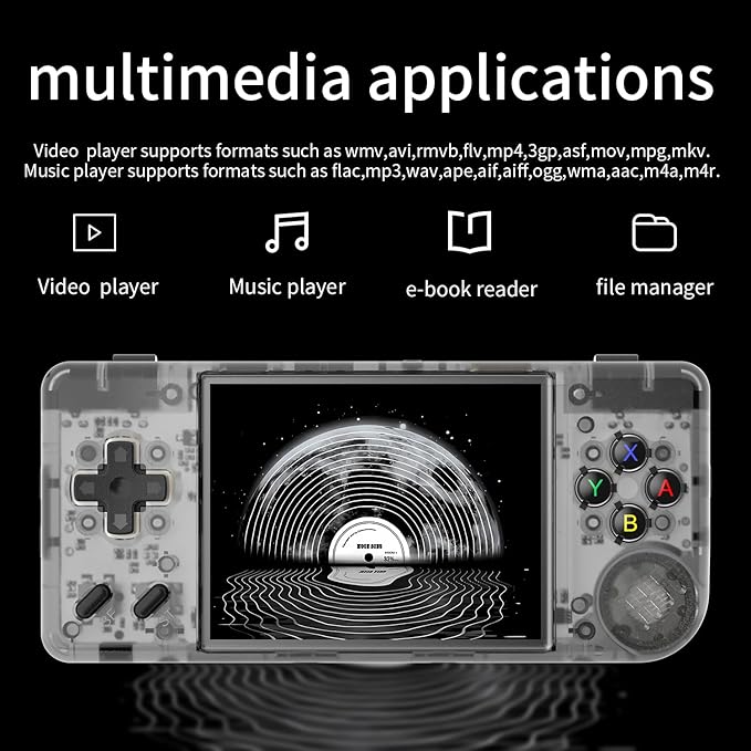 RG28XX Retro Handheld Game with Linux System, 2.83 Inch IPS Screen Built-in 64G TF Card 5516 Games Support Multimedia Application and TV Output(Transparent Black)