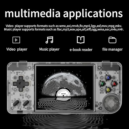 RG28XX Retro Video Handheld Game Console Linux OS Game Player 64G TF Card 5500+ Games 3100mAh Battery Compatible with Bluetooth and WiFi(Black Transparent)