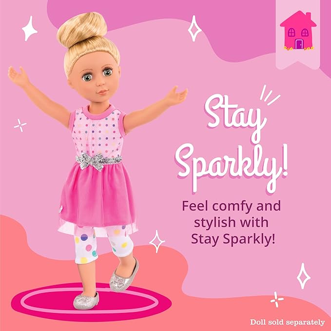 Glitter Girls 14-Inch Doll Clothes & Accessories – Stay Sparkly Dress & Leggings Regular Outfit – for Girls 3+ Years – Children’s Toys