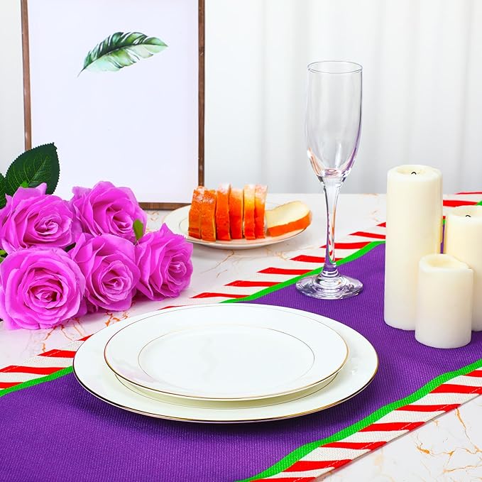 6 Pcs Cartoon Table Runner Cartoon Birthday Party Supplies 1.08 x 6 ft Linen Table Cover Supplies for Birthday Party Decorations (Vibrant)