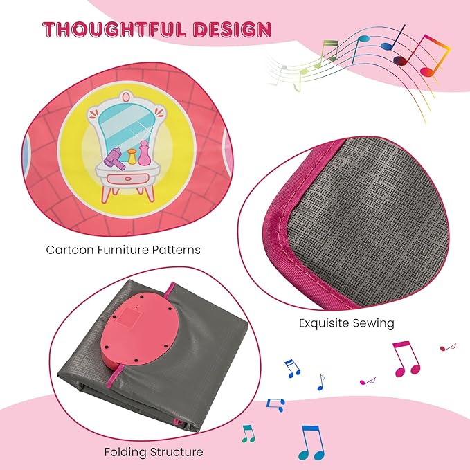 Costzon Dance Mat, Electronic Dance Pad Step Play Mat with 3 Game Modes, 5 Challenge Levels, 9 Keyboard Sounds, 9 Songs & Adjustable Volume, Musical Toy Birthday Xmas Gift for Girls Boys 3+ Years