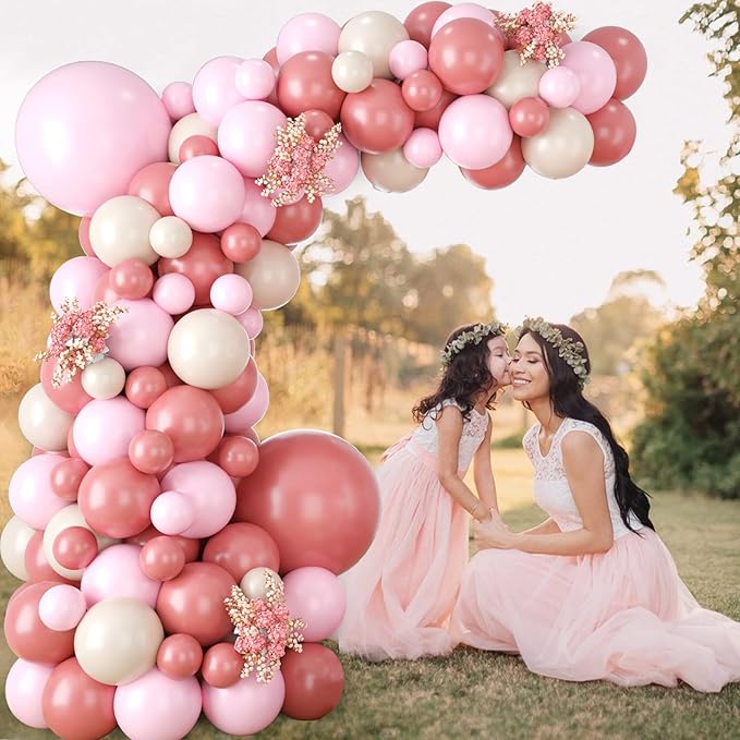 Pink Apricot Balloon Garland Arch Kit,Retro Pink Macaron Pink Apricot Latex Balloons for Baby Shower Wedding Birthday Graduation Anniversary Bachelorette Party Background Decoration