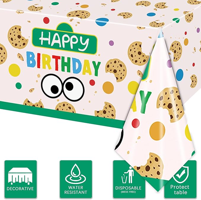 3PCS Cookie Party Supplies Tablecloth Set for Kids Boys Girls Birthday PartyCookie Party Supplies Tablecloth -54x108in