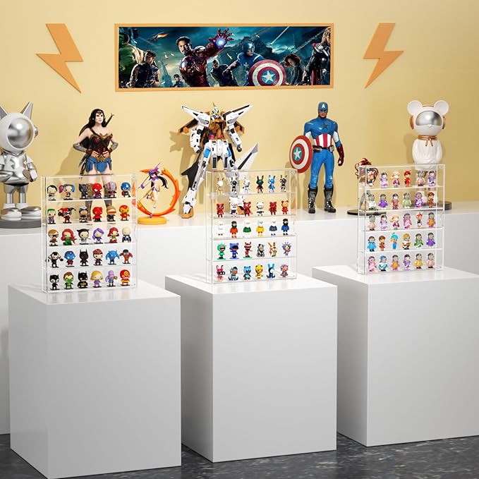 NIUBEE Acrylic Display Case for Figures: Dustproof Clear Wall Mounted or Desktop Mini Figure Display Case for Popmart, Sonny Angel, Collectibles, Rock, Crystals, Lego, Amiibo, Blind Box