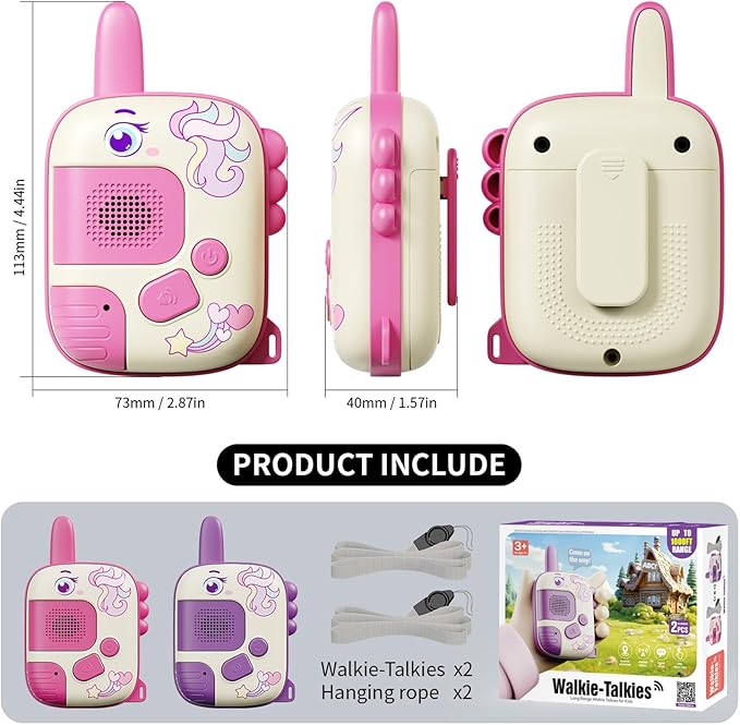 Walkie Talkies Toys for Girls:Unicorn Toys 2 Pack Birthday Gifts for 3 4 5-7 8 Year Old Girls Toy for 4 5 6 7 8-10 Year Old Camping Outdoor Games,Christmas Stocking Stuffers for Girls Kids