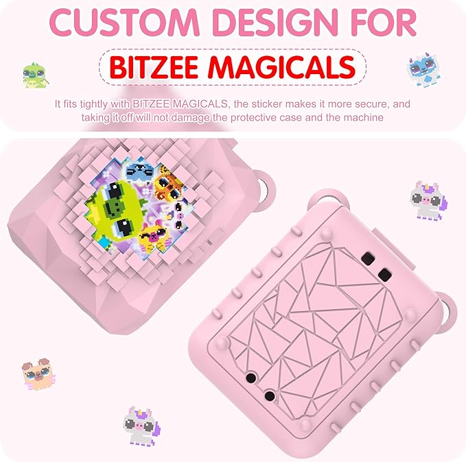 Silicone Case for Bitzee Magicals Interactive Toy, Anti-Scratch, Washable, Shockproof Silicone Protective Cover for Bitzee Magicals Interactive Toy Accessories with Lanyard - Pink