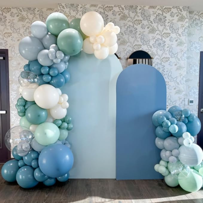 Ocean Themed Party Balloons Arch Kit, Turquoise Blue Teal Clear Metallic Balloons for Kids Ocean Sea Themed Pool Party Baby Shower Birthday Beach Party Decorations