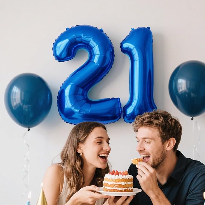 40 Inch Navy blue Number 21 Digital Balloon,Jumbo Mylar Foil Helium Balloon for 21 Balloons for Birthday Party,Wedding Anniversary Party Decorations