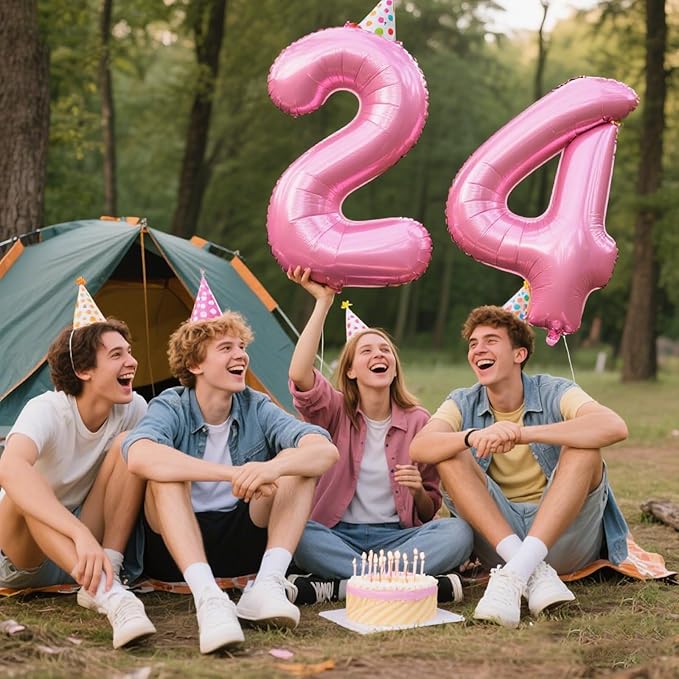 Pink Number 4 Balloon 40 Inch, Big Large Foil Helium Number Balloons,Jumbo Giant Mylar Self Inflating Number 0 Balloons for Birthday Party Decorations Supplies