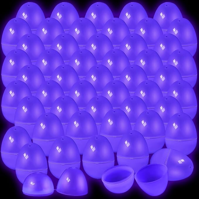 ShinyRelief 36 Pcs Glow in the Dark Easter Eggs 2.4 Inch Plastic Fillable Eggs Bulk,easter Basket Stuffers Gifts Party Favors Decorations Supplies(Purple)