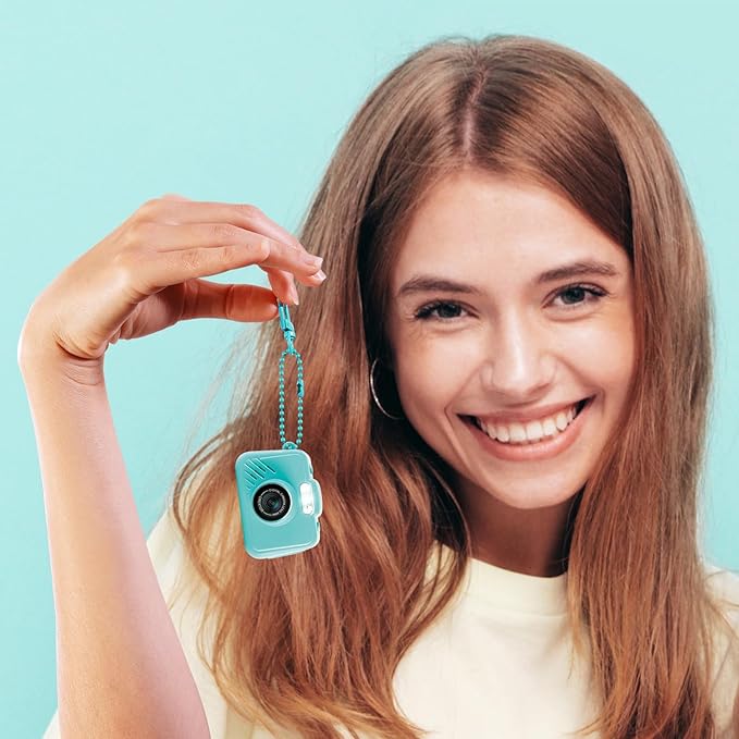 Photo Creator Mini’Cam Original Digital Camera - Turquoise; Customize with 6 Frames and 8 Built-in Color Filters; Compact; 1GB Micro-SD Card Included