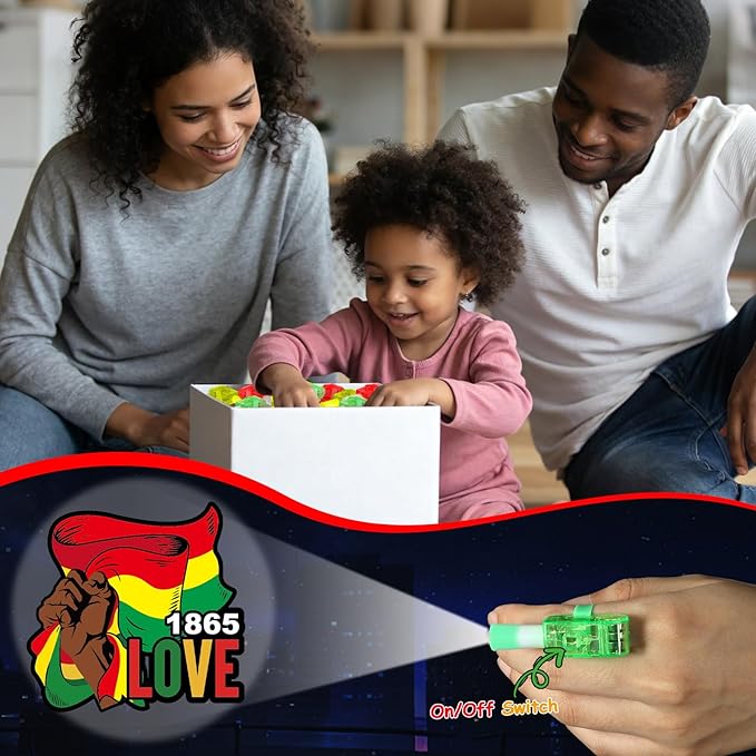36Pcs Juneteenth LED Finger Lights Juneteenth Party Favor Glow in the Dark Light Up Finger Light Freedom Day Themed Toys Bulk for Kids Birthday Party Goodie Bag Stuffer Birthday Gifts Classroom Prize