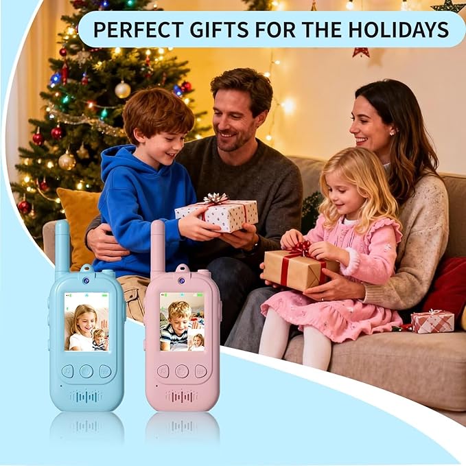 2026 Upgrade Video Walkie Talkies, Kids Communication Toys with Screen, Video Walkie Talkies for Kids with Voice Changer, Durable Walkie Talkie Toys Gifts for Indoor Outdoor Family Play Ages 3-12