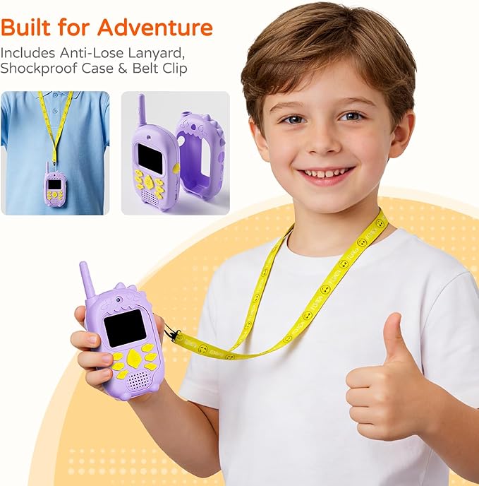 Dual Cameras Video Walkie Talkies for Kids, Kids Walkie Talkies 2 Pack for Age 3-12 Year Old Boys Girls with Front&Rear Cameras, Photo/Video Recording,Rechargeable Battery and Silicone Protective Case