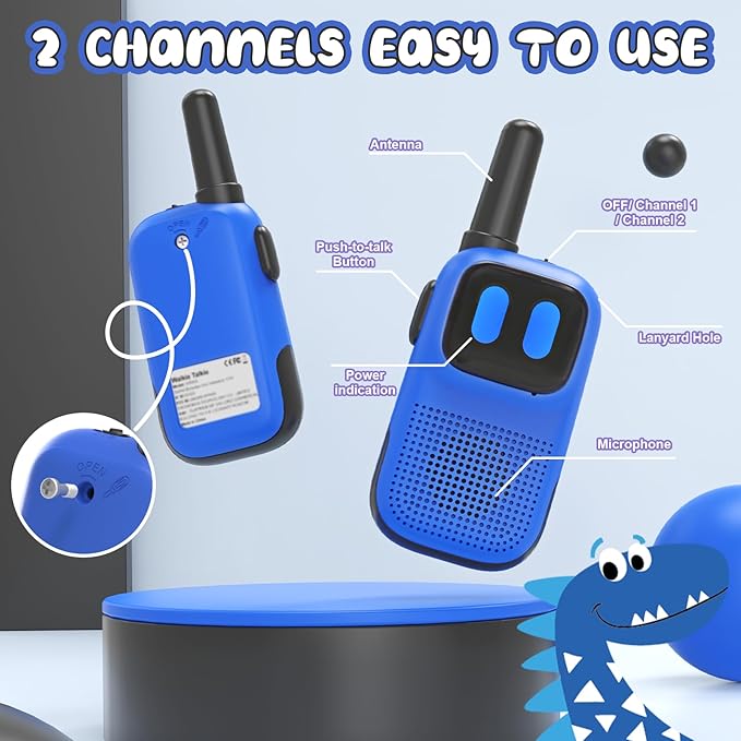 2 Pack Toys for 3-7 Years Old Boys 1000FT Range 2 Channels 2 Way Radio,Walkie-Talkies Gifts for 5 6 7 8 Year Old Boy Toddler Backyard Camping Toys