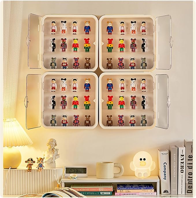 Clear Display Case for Figures, Acrylic Wall Mounted or Desktop Doll Storage Box Organizer Shelf Display for Collectibles Action Figure Blind Box Figures, Dustproof Figure Display Case
