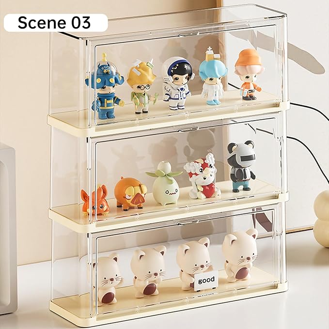 Clear Display Case for Figures, Acrylic Storage Organizers Box with Magnetic Door, Dustproof Showcase for Collectibles Action Figure(1Pack, Medium)