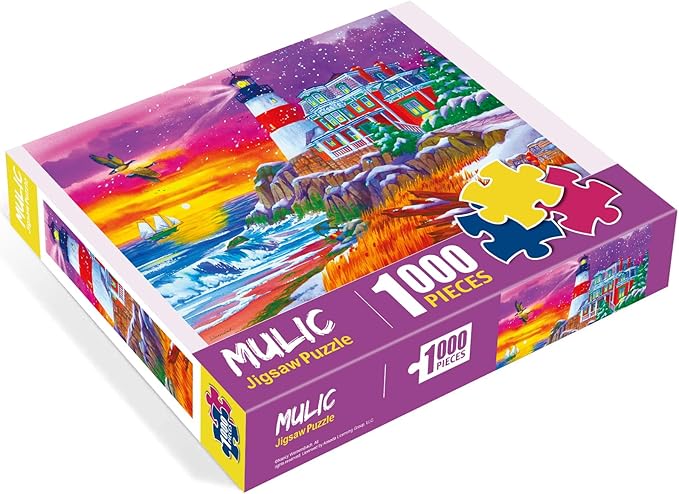 Puzzles for Adults 1000 Pieces - Winter Jigsaw Puzzle - Victorian Lighthouse Licensed by Nancy Wernersbach