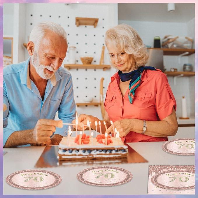 40Pcs 70th Birthday Decorations for Women Rose Gold 70 Year Old Birthday Decorations Include 70th Birthday Paper Plates and Napkins Set,1956 Disposable Tableware Party Supplies Kit For Girl Ladies