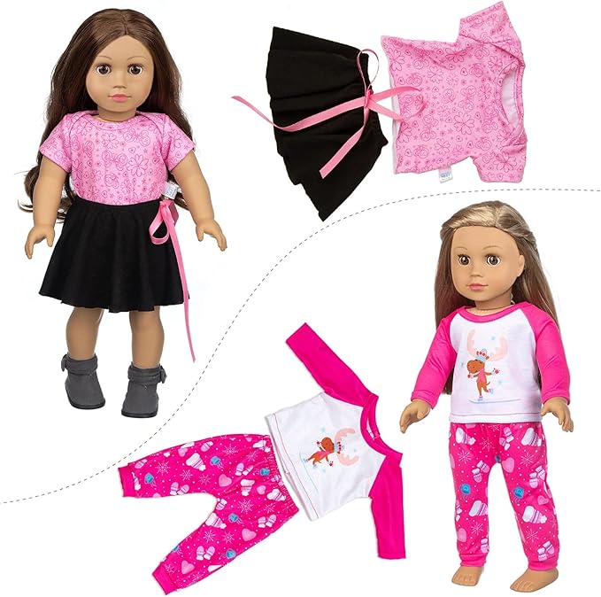 23 Pcs 18 Inch Girl Doll Clothes and Accessories for 18 Inch Doll Dress with Our Generation Dolls Including 10 Complete Sets of Clothing Outfits