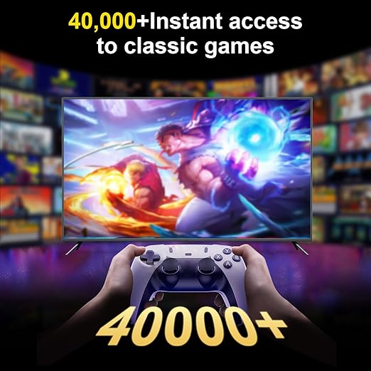 Retro Gaming Console, Game Stick,4K HDMI Output , 40,000+ Games and 23 Emulators, Dual 2.4G Wireless Controllers ,Plug and Retro Play Video Games for TV(64G)