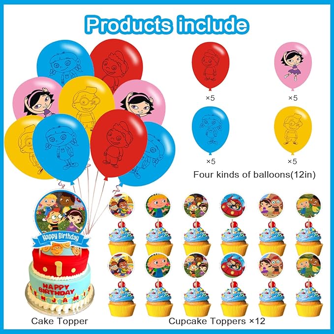 Little Einsteins Birthday Party Decorations, Caroon Little Einsteins Party Supplies with Banner, Cake Topper, Cupcake Toppers, Balloons for Fans Birthday Party Favors