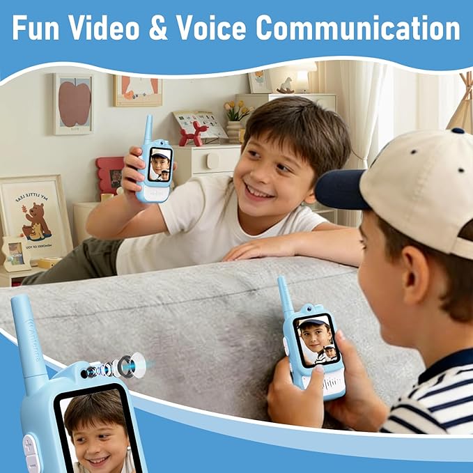 Lapare Video Walkie Talkies for Kids, Rechargeable Walkie Talkies with Screen, Outdoor Camping Toys & Birthday Gifts for Boys Girls 3-8