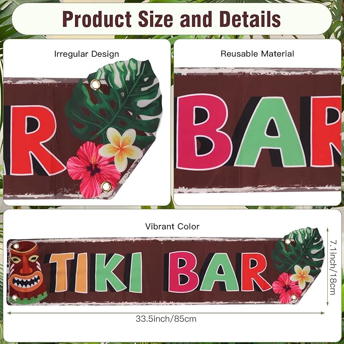Auihiay Tropical Party Decorations, Luau Party Supplies Include Table Skirt, Tablecloth, Tiki Banner, Straws, Palm Leaves, Cupcake Toppers, Honeycomb Centerpieces, Hawaiian Themed Party Decorations