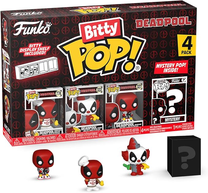 Funko Bitty POP! Deadpool - BBQ Master , 4-Pack and A Surprise Mystery Mini Figure - 0.9 Inch (2.2 Cm) Collectable - Stackable Display Shelf Included - Gift Idea - Party Bags Stocking - Cake Topper