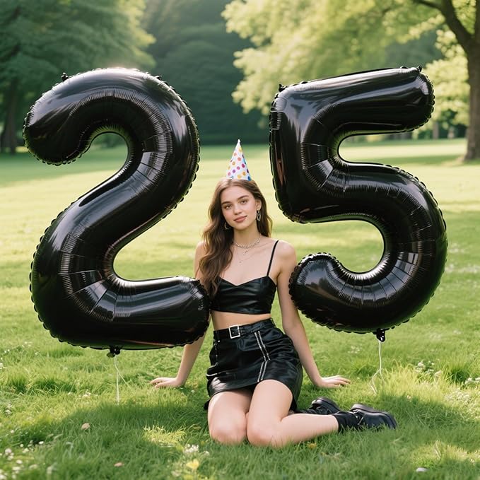 40 Inch Large Black Number 5 Balloons Foil Balloons 15th 25th 35th 50th 55th Giant Number Balloons for Men Women Birthday Party Anniversary Celebration Decorations