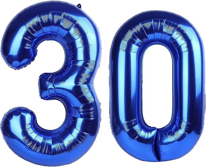 40 Inch Navy blue Number 30 Digital Balloon,Jumbo Mylar Foil Helium Balloon for 30 Balloons for Birthday Party,Wedding Anniversary Party Decorations