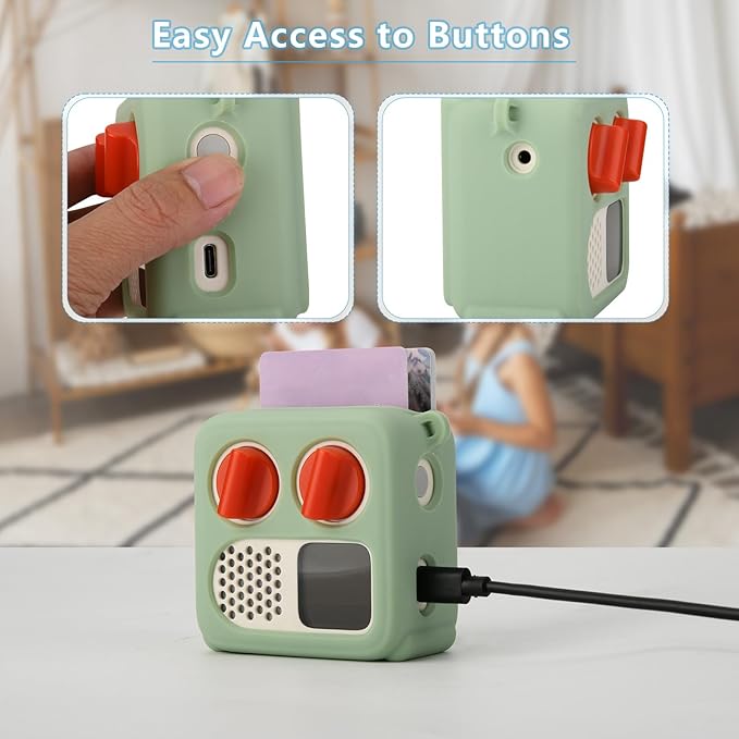 TXEsign Silicone Case Cover for Yoto Mini (2024 Edition), Travel Carrying Case with Adjustable Shoulder Strap Protective Cover for Yoto Mini Player (Light Green)