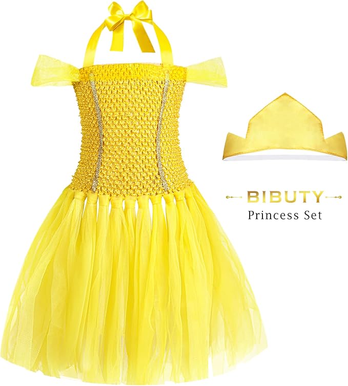Princess Dress Up Clothes for Little Girls 3-6, Pretend Play Princess Costume Set with Princess Dresses Crown