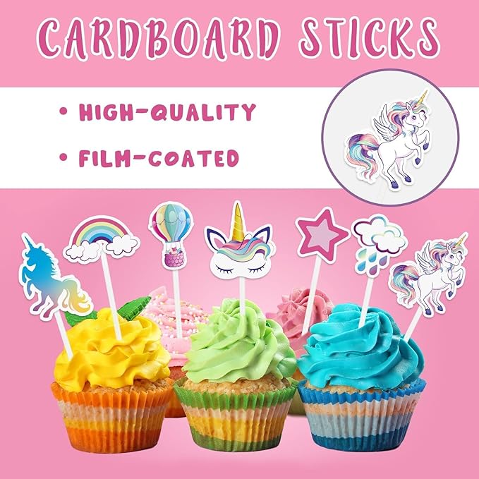 WERNNSAI 35 PCS Unicorn Cupcake Toppers - Rainbow Unicorn Birthday Party Cake Decorations for Girls Kids Unicorn Cake Topper Cake Tropper Unicorn Cake Decors Baby Shower Birthday Party Supplies