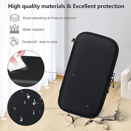 Supmay Carrying Case for GAMPLAE Handheld Game for Kids, 258 Retro Video Games Portable Gaming Player Storage Holder Travel Bag with Mesh Pocket for 3 Game Cards, Earphone,USB Cable, Black