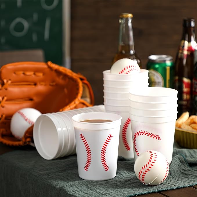 Norme 24 Pcs Rookie Of the Year First Birthday Decorations Baseball Plastic Cups Bulk Reusable Cups 16 oz Sports Party Supplies Decoration for Birthday Party Favor Event Family Dinner