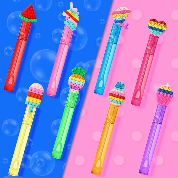 AFZMON 24 Pop Party Favors Bubble Wands for Kids, Pop Fidget Mini Bubbles Wand Toys, Pop Party Supplies Goodie Gift Bag Stuffers Pinata Classroom Prizes
