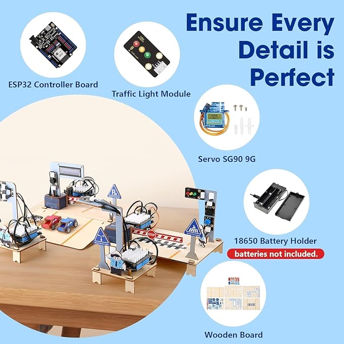ACEBOTT Intelligent Transportation Kit + SharkBot, 2 in 1 Smart Robot Car Kit Compatible with Arduino & Scratch, STEM Toys Coding Robot Kit for STEM Classroom & Home Education,Gifts for Kids and Teens