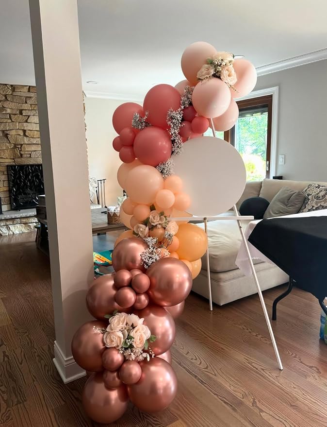 Retro Blush Pink Balloons, 60 Pcs 12 Inch Dusty Pink Metallic Chrome Rose Gold Beige Ivory White for Wedding, Baby Shower, Birthday, Bridal Shower, Boho Party Decorations