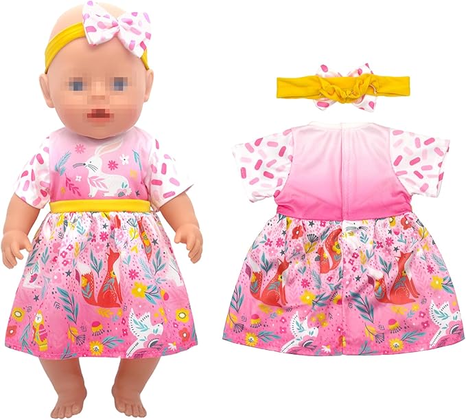 SOTOGO 5 Sets Doll Clothes Outfits Jumpsuits with Hats for 14 to 17 Inch New Born Dolls, American 18 Inch Dolls Clothes and Accessories