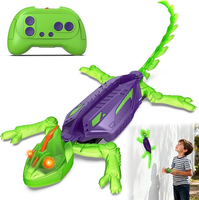 Goody King Glow-in-The-Dark Wall-Climbing RC Toy, Rechargeable Remote Control Robot with LED Eyes, Climbs Walls, 360° Rotating & Dual-Surface Crawler for Floor and Wall,Gift for Kids Ages 3+,Halloween