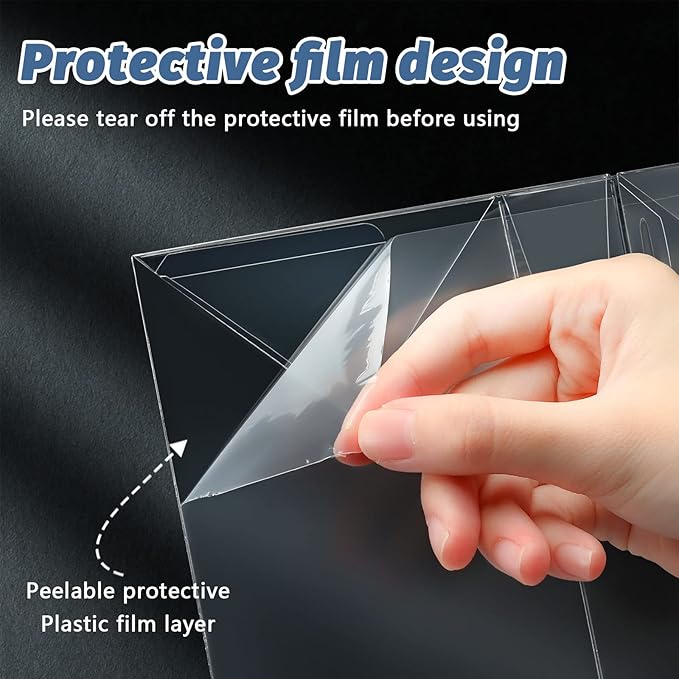 Jetec 30 Pcs Clear Plastic Toy Protector Case 4 Inch Toy Display Vinyl Collectible Figure Display Case Toy Clear Soft Protector Box for Toy Protection