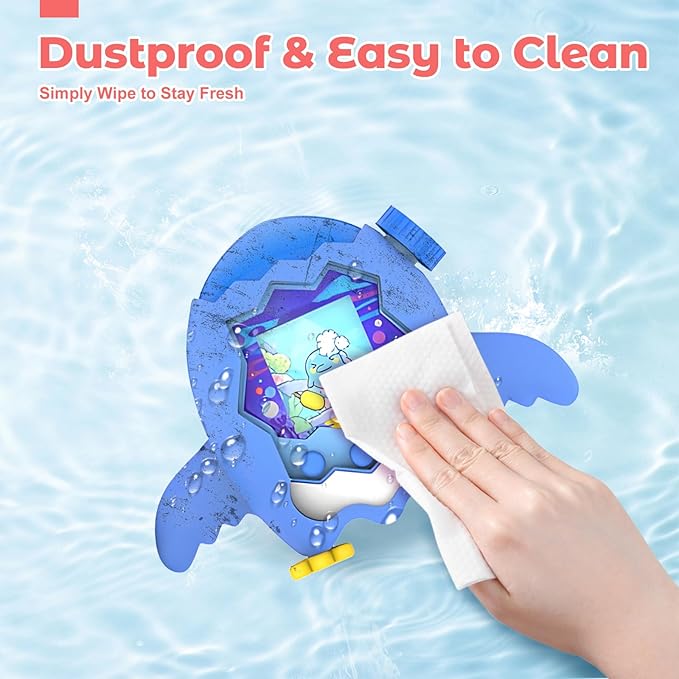 for Tamagotchi Paradise Case– Silicone Soft Shell Cover for Tamagotchi Paradise Electronic Pet,Waterproof Sweatproof Washable Shockproof Anti-Drop 360°Full Protection,Penguin Style(Luminous Blue)