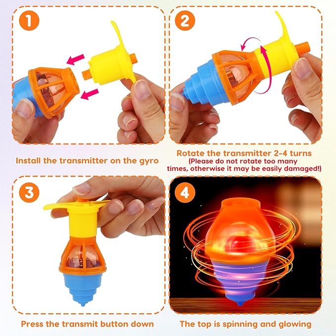24PCS Light Up Spinning Tops Glow Party Favors for Kids 3-5 4-8 8-12 Easter Goodie Bag Stuffers Birthday Return Gifts Classroom Treasure Box Toys Carnival Prize Fidget Spinner Bulk Toddler Boy Girl