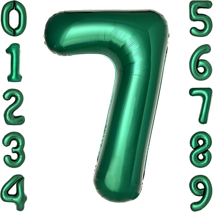 Dark Green Number 7 Balloons Large Emerald Green Number Balloons 40 Inch Jungle Safari Birthday Party Supplies Graduation Decorations Forest Green 7 Balloon