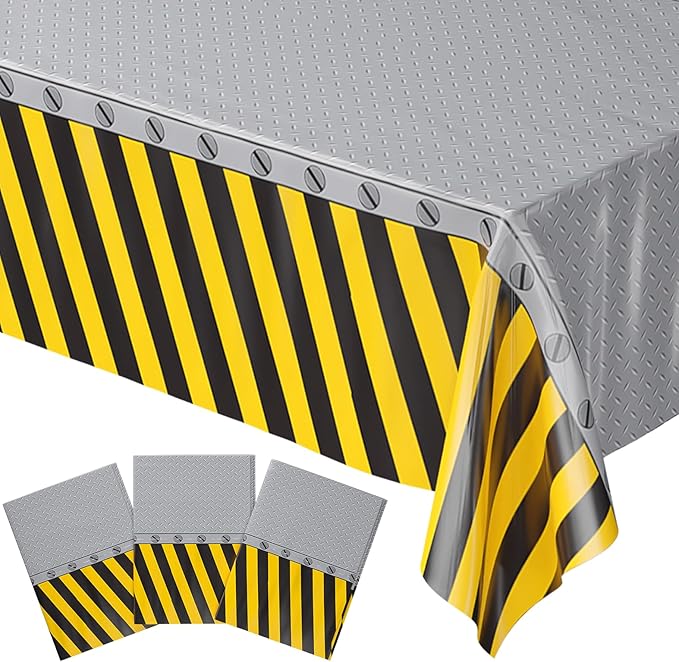 Blue Orchards Construction Table Covers (Pack of 3) - 54"x108" XL - Construction Party Decorations