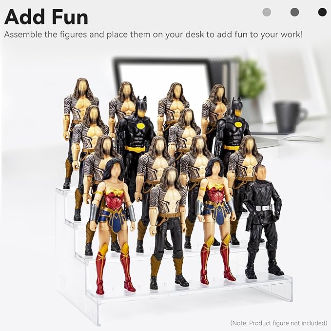 6 inch Acrylic Riser Display Shelf,Clear Action Figures Stands With PEG,4 Tier Toy Collectibles Organizer Compatible with 1/12 Scale Action Figure Toy (Fit For 6 inch Figure Toy-Clear)