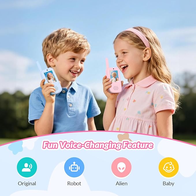 Video Walkie Talkies for Kids with Dual Cameras,2 Pack Rechargeable Kids Walkie Talkies Toys for Ages 3-9 Year Old Boy Girl, Blue+Pink