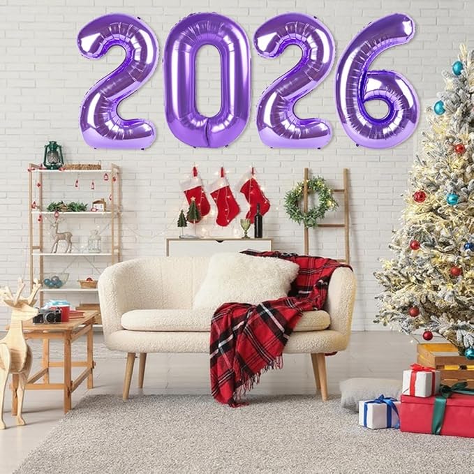 Purple 2026 Number Balloons, 40 Inch Balloon, New Years Eve Decorations, Balloons for New Years Eve Party Supplies 2026, Graduation Decoration, 2 6 20 26 Birthday Parties